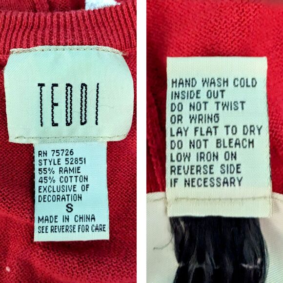 Vintage Teddi Cardigan Sweater Womens S Patriotic Grandmacore American Flag Star - Picture 6 of 8